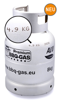 Leichte 8kg ALU Gasflasche, nur 4,9 kg Leergewicht. Premium BBQ-GAS.