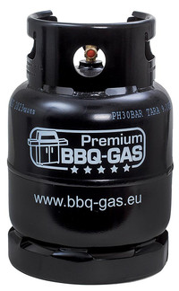 Schwarze 8kg Premium BBQ-GAS Flasche- Ansicht von hinten