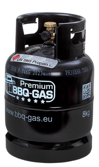 Schwarze 8kg Premium BBQ Gas Flasche für Propangas